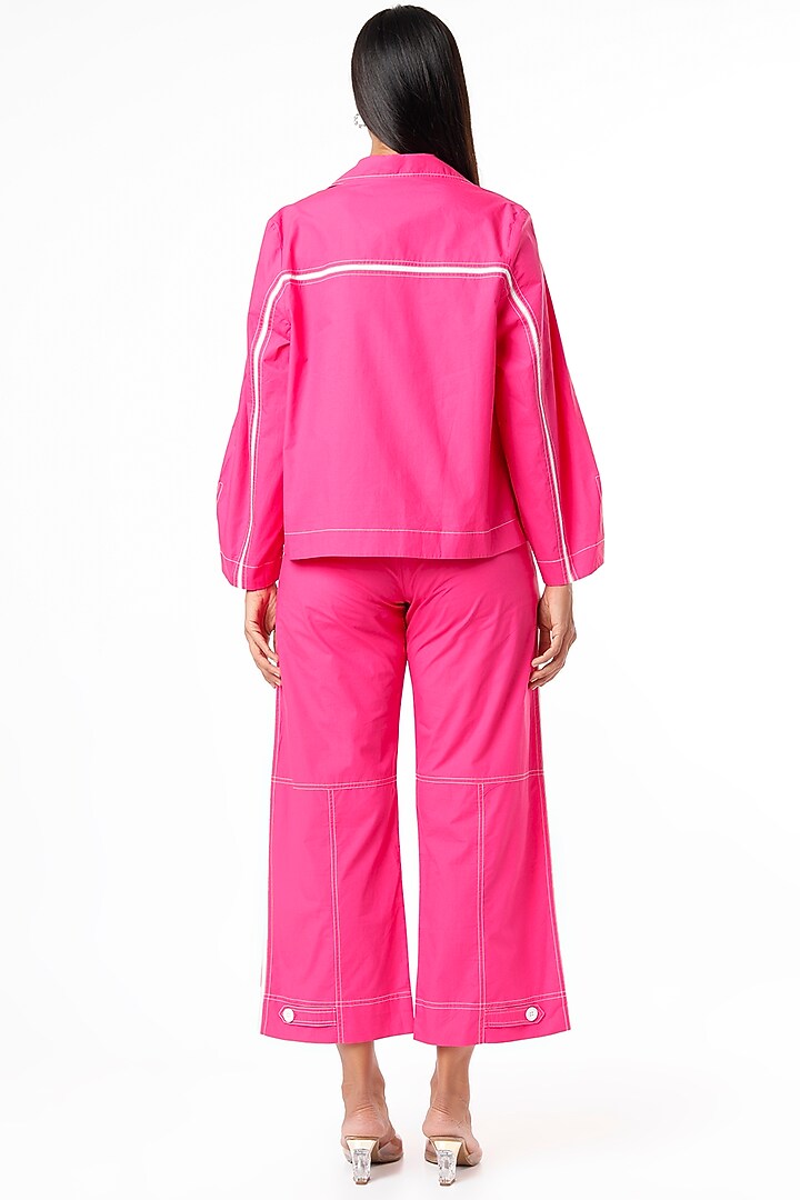 Dark Pink Cotton Overlay Jacket by Lovebirds at Pernia's Pop Up Shop