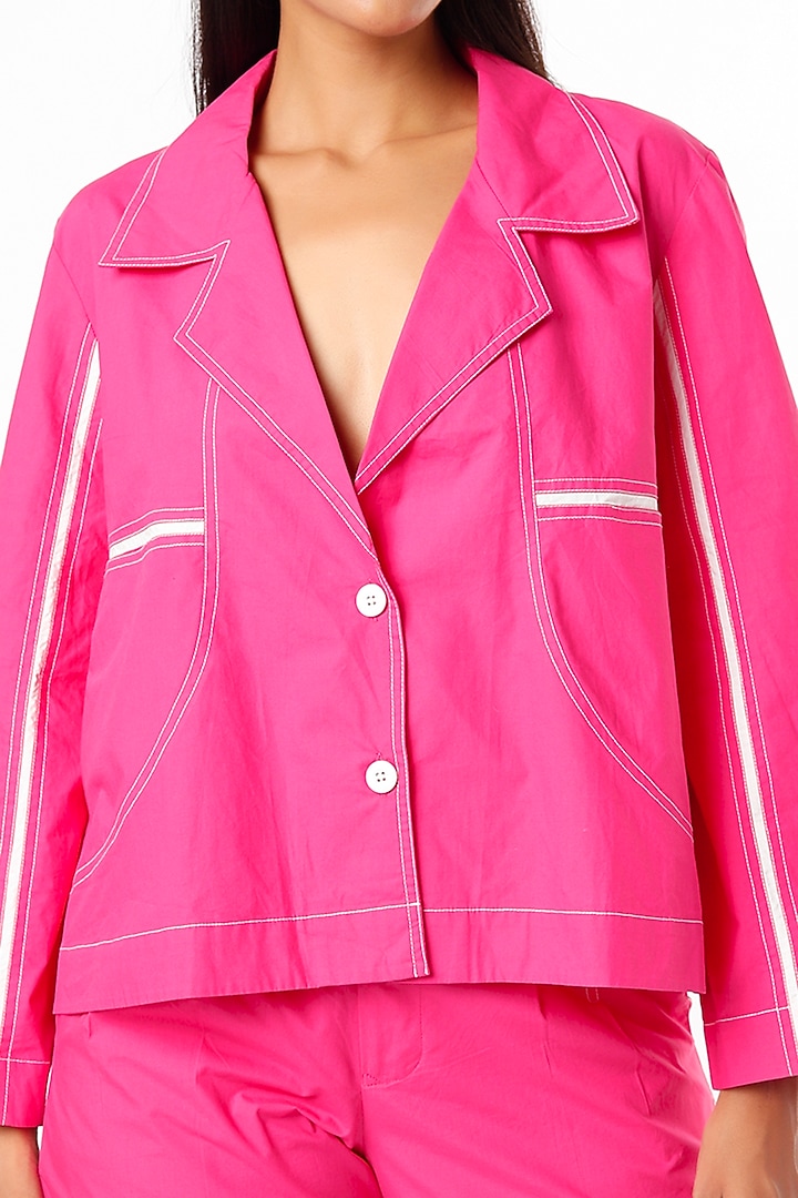 Dark Pink Cotton Overlay Jacket by Lovebirds at Pernia's Pop Up Shop
