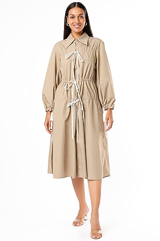 Beige Cotton Dress by Lovebirds