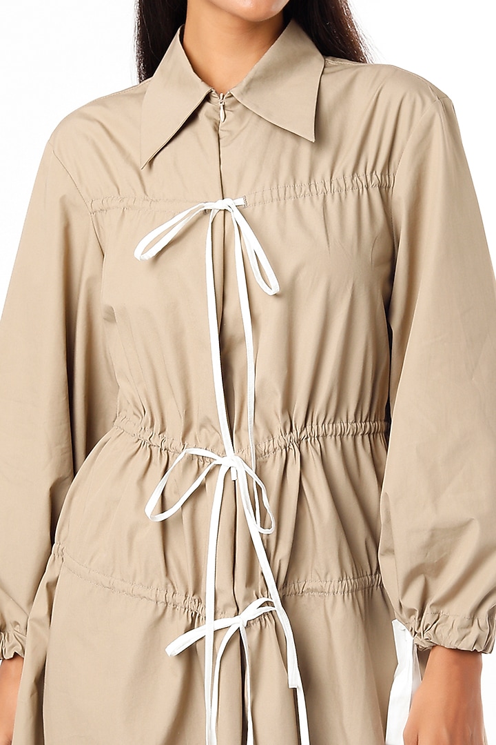 Beige Cotton Vacation Dress by Lovebirds at Pernia's Pop Up Shop