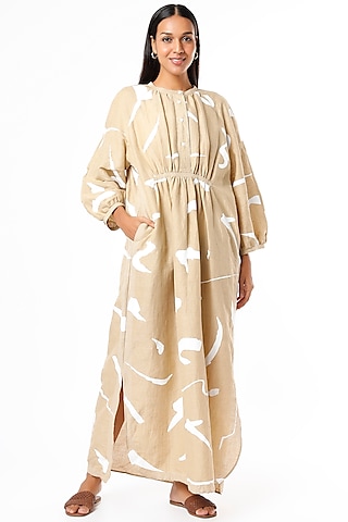 Beige Printed Dress by Lovebirds