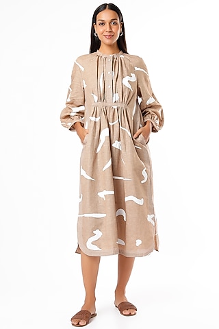 Beige Dress In Print by Lovebirds