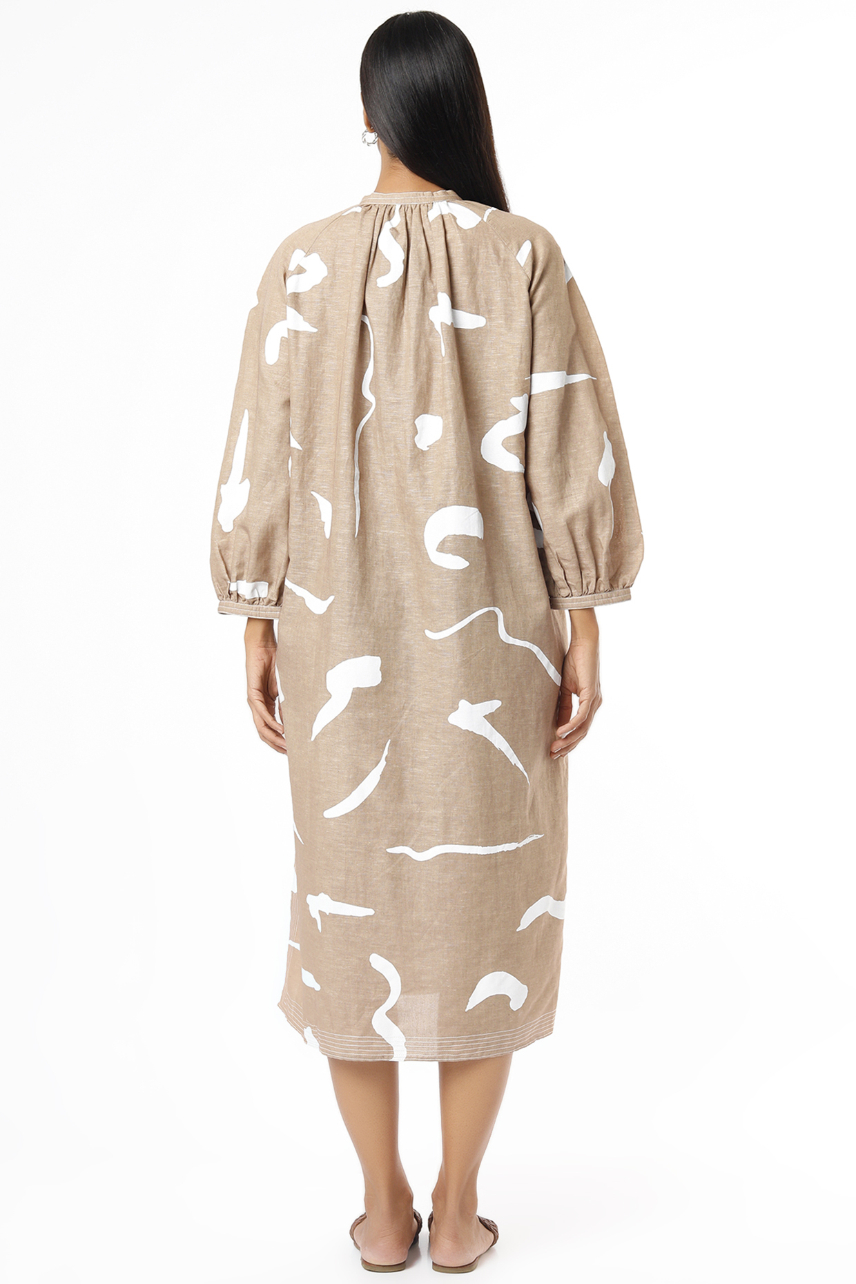 Beige Vacation Dress In Print by Lovebirds at Pernia's Pop Up Shop