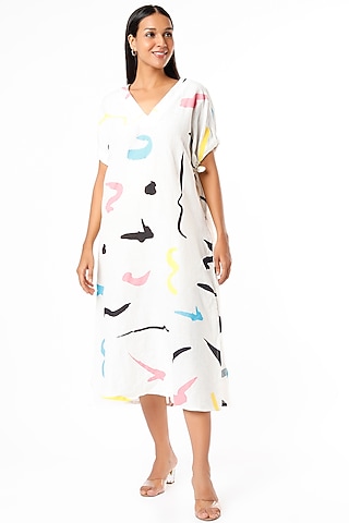 White Printed Dress by Lovebirds