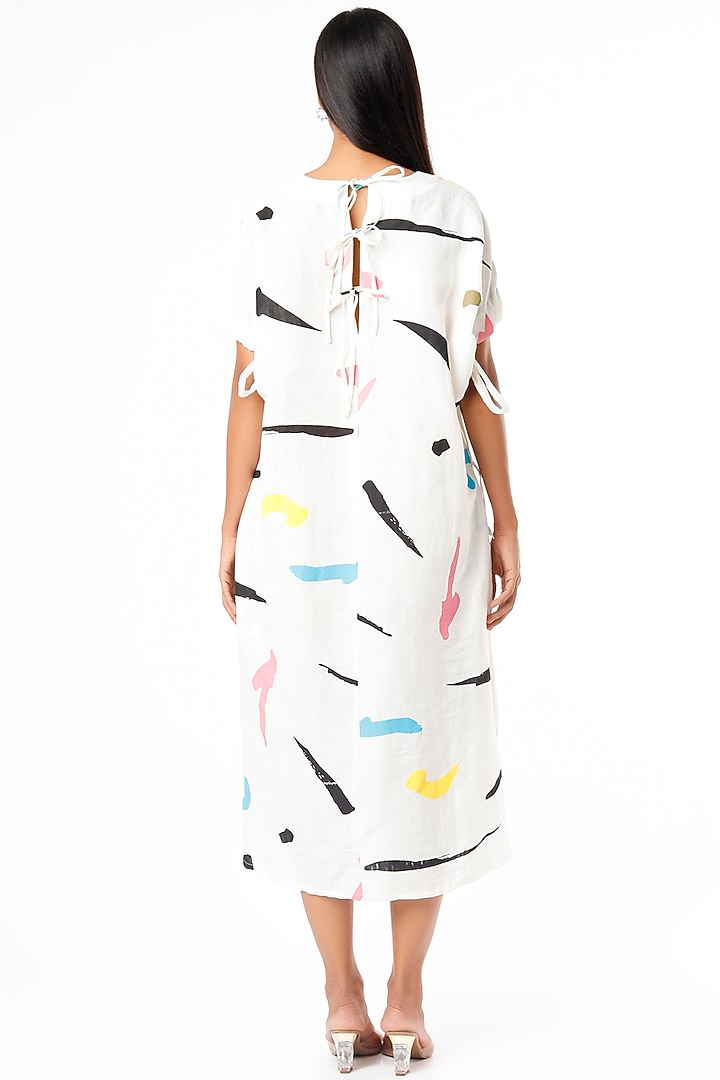 White Printed Vacation Dress by Lovebirds at Pernia's Pop Up Shop
