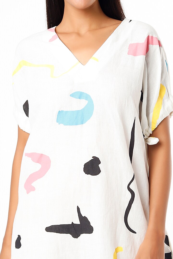 White Printed Vacation Dress by Lovebirds at Pernia's Pop Up Shop
