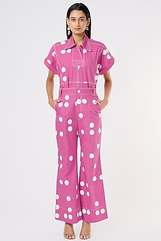 Pink Cotton Polka Dot Pants by Lovebirds