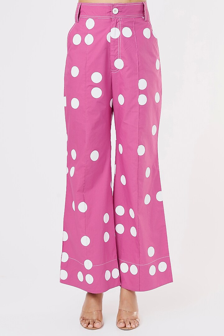 Pink Cotton Polka Dot Pants by Lovebirds at Pernia's Pop Up Shop
