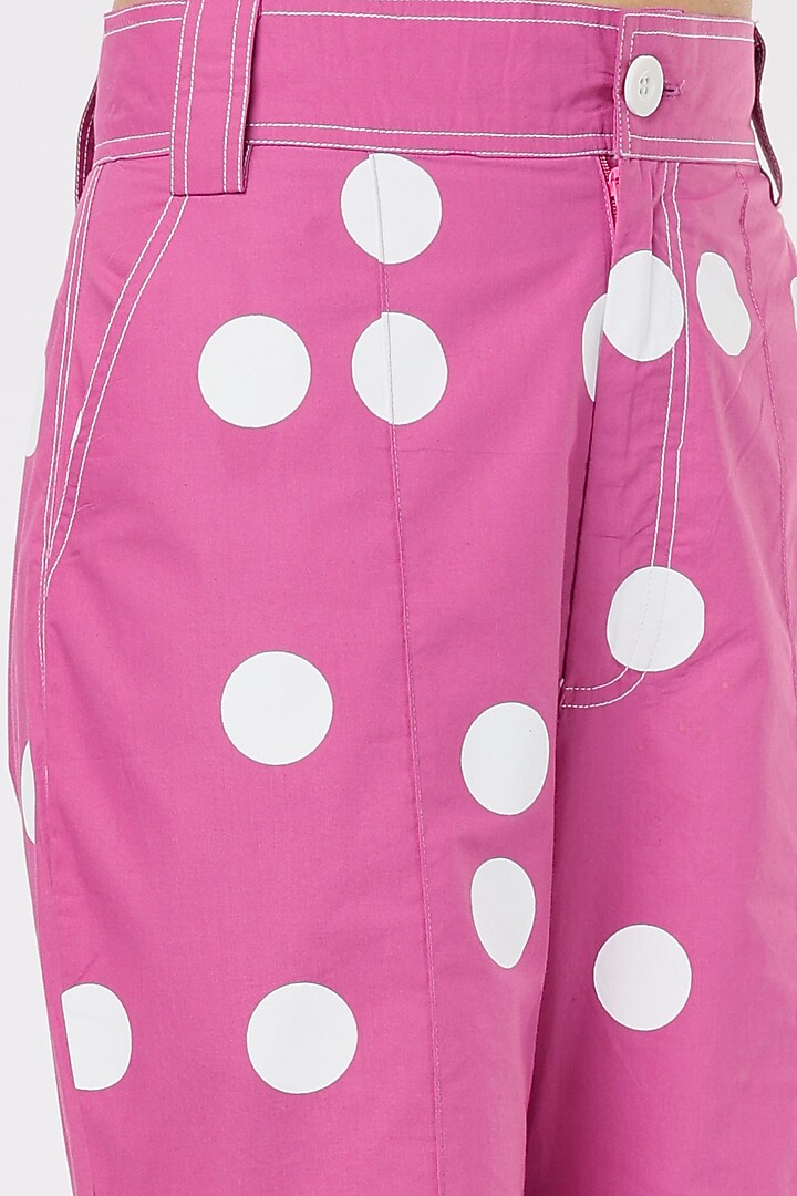 Pink Cotton Polka Dot Pants by Lovebirds at Pernia's Pop Up Shop
