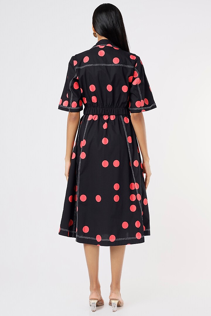 Black Cotton Printed Midi Vacation Dress by Lovebirds at Pernia's Pop Up Shop