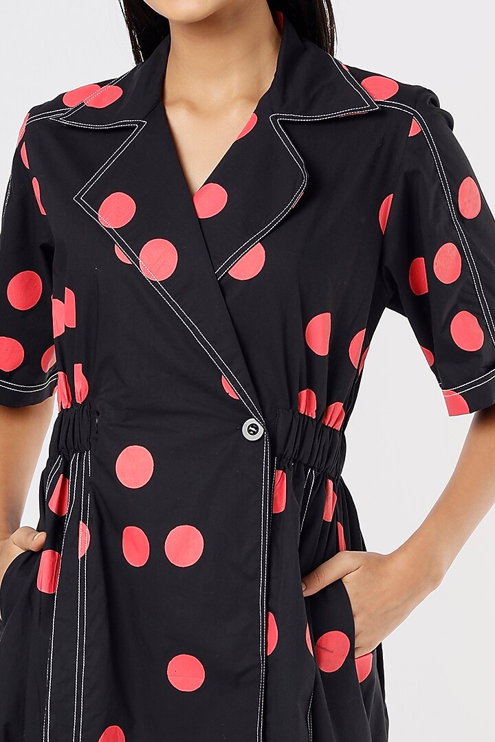 Black Cotton Printed Midi Vacation Dress by Lovebirds at Pernia's Pop Up Shop