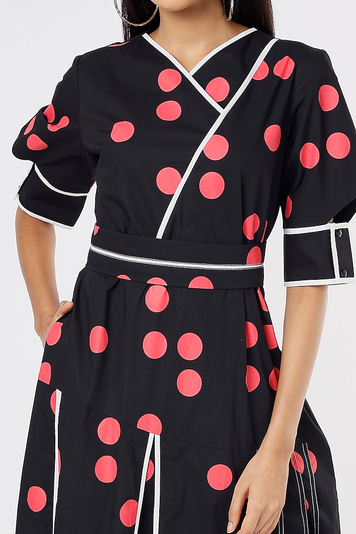Black Cotton Printed Vacation Dress by Lovebirds at Pernia's Pop Up Shop
