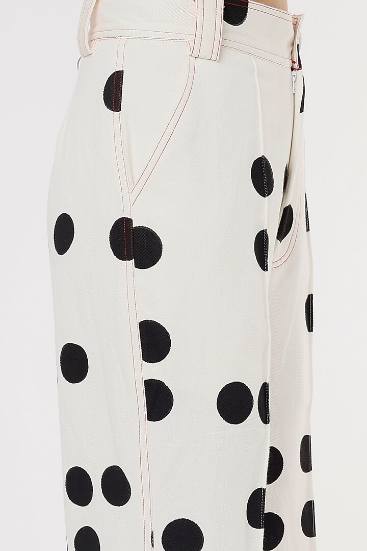 White & Black Printed Pants by Lovebirds at Pernia's Pop Up Shop