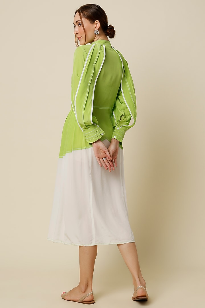 Lime Color Blocked Vacation Shirt Dress by Lovebirds at Pernia's Pop Up Shop