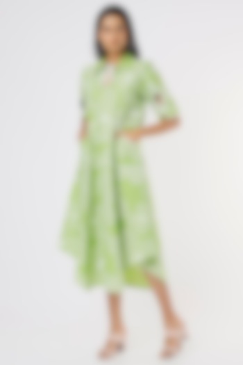 Light Green Floral Printed Vacation Dress by Lovebirds at Pernia's Pop Up Shop