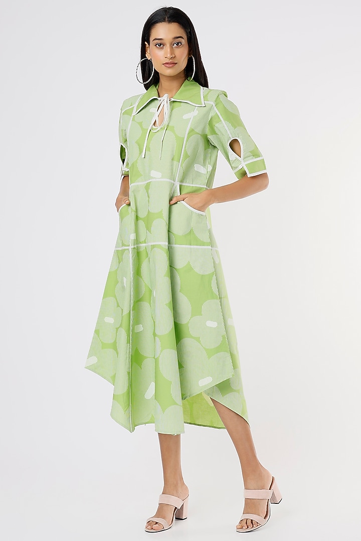 Light Green Floral Printed Vacation Dress by Lovebirds at Pernia's Pop Up Shop