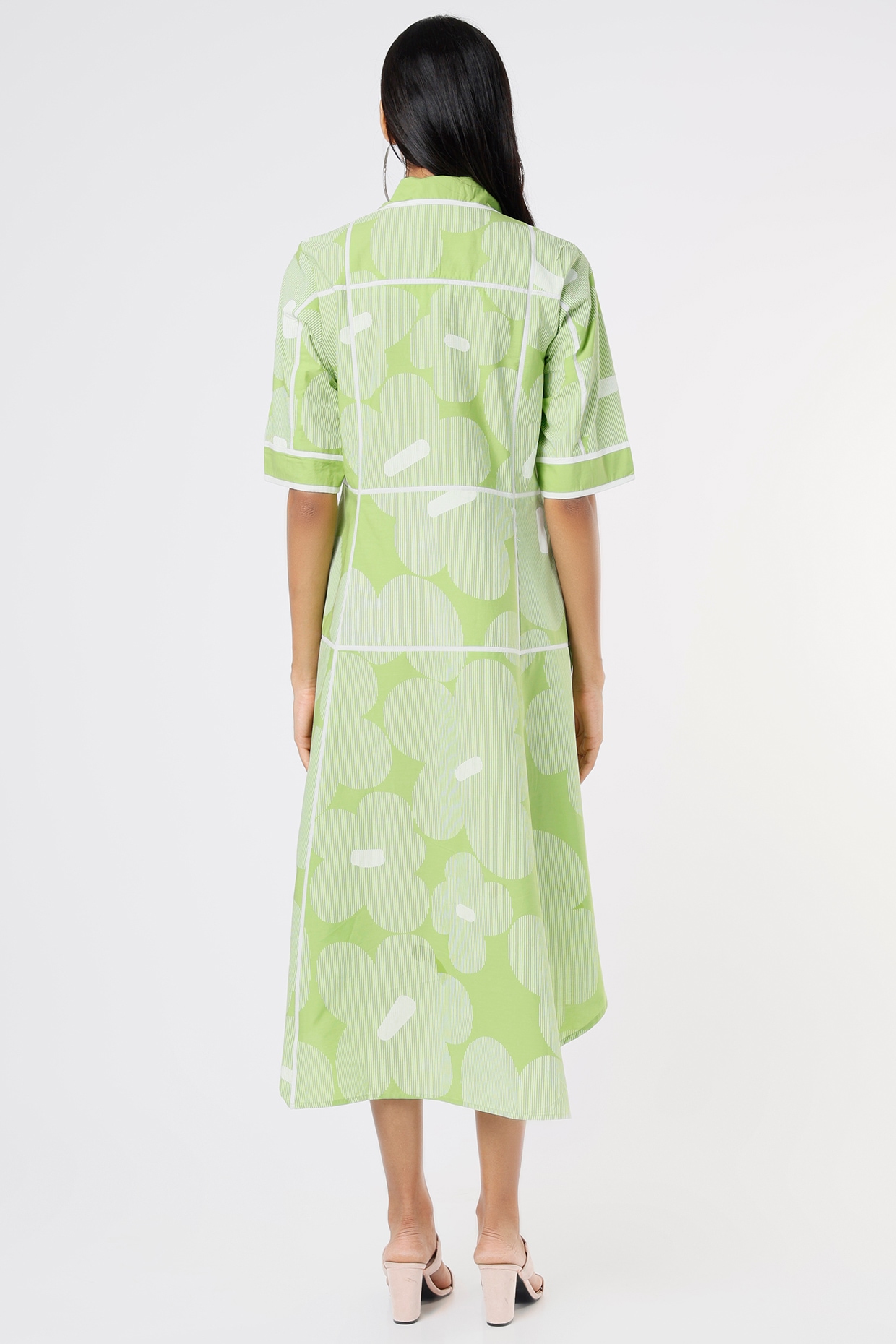 poplin dress light green floral