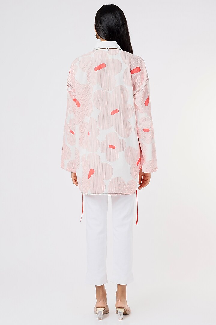 Peach Cotton Printed Shirt by Lovebirds at Pernia's Pop Up Shop