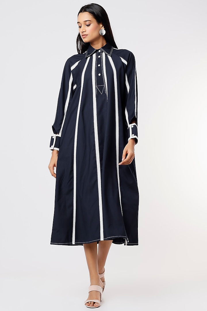 Black Striped Vacation Dress by Lovebirds at Pernia's Pop Up Shop