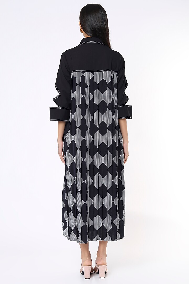 Black Crepe Printed Vacation Dress by Lovebirds at Pernia's Pop Up Shop