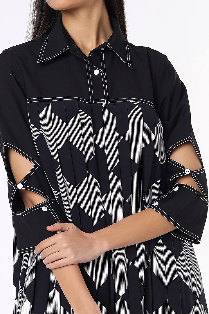 Black Crepe Printed Vacation Dress by Lovebirds at Pernia's Pop Up Shop