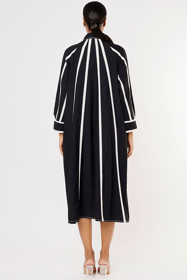 Black Flared Vacation Shirt Dress by Lovebirds at Pernia's Pop Up Shop