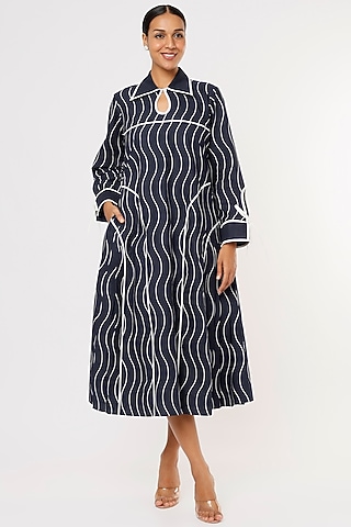 Navy Blue Poplin Dress by Lovebirds