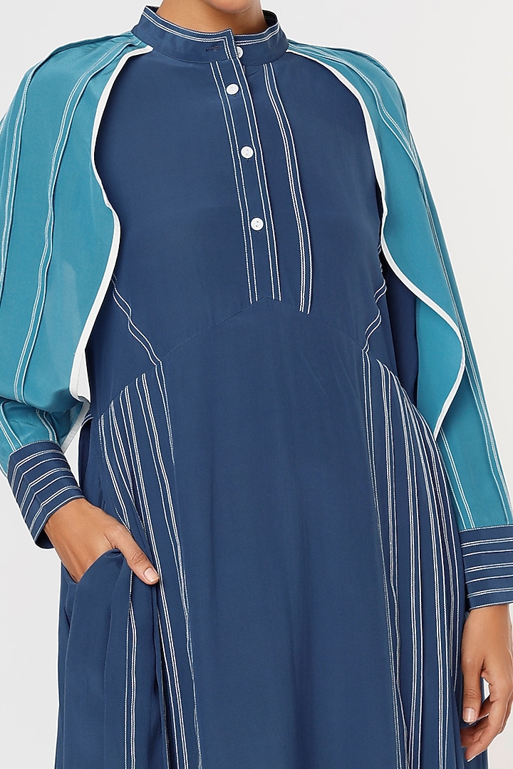 Blue Overlap Raglan Sleeves Vacation Dress by Lovebirds at Pernia's Pop Up Shop