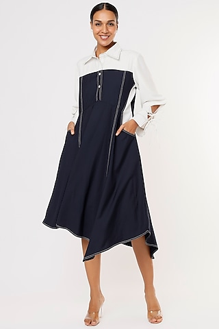 Navy Blue Asymmetrical Dress by Lovebirds