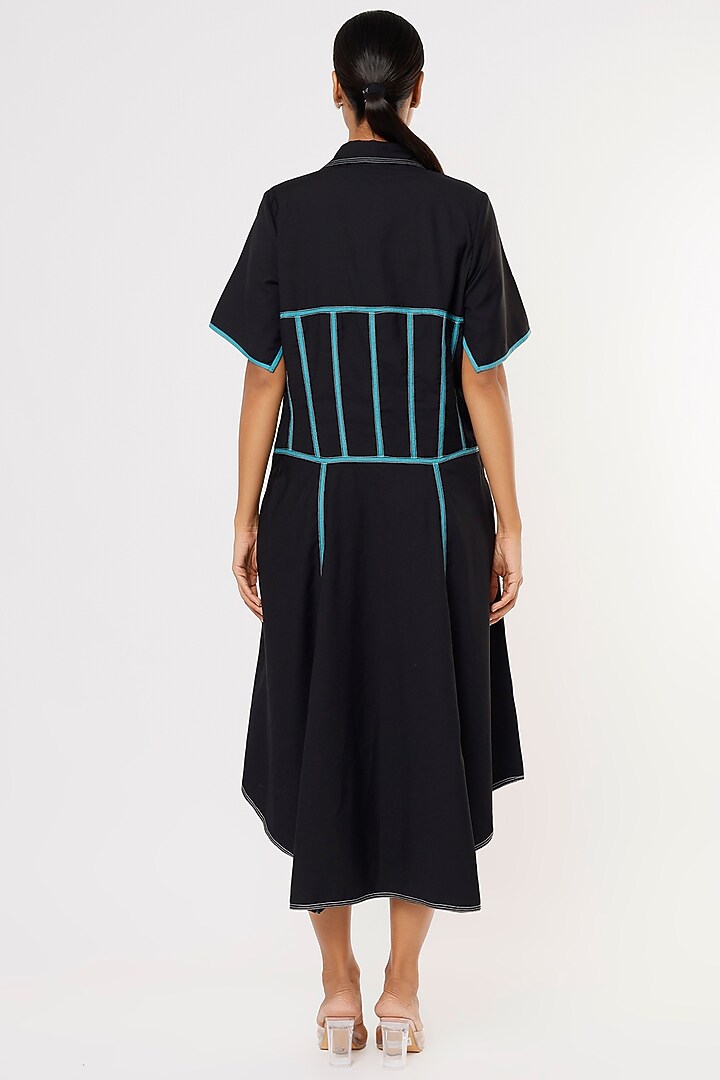 Black Suiting Vacation Shirt Dress by Lovebirds at Pernia's Pop Up Shop