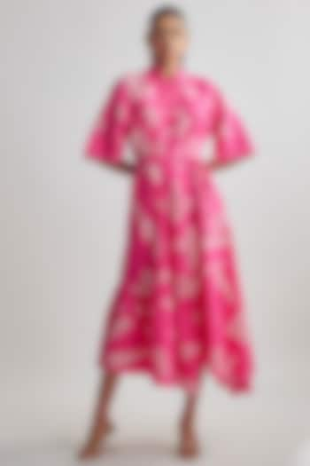 Pink & Ivory Cotton Printed Shirt Dress by Lovebirds at Pernia's Pop Up Shop