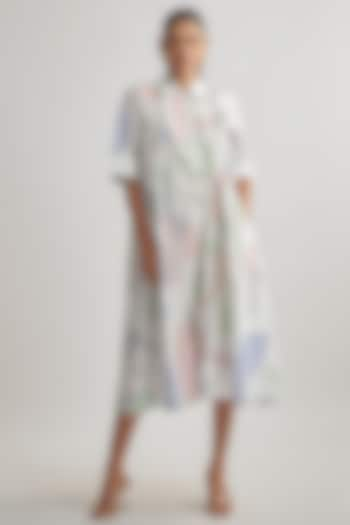 Ivory Cotton Printed A-Line Dress by Lovebirds