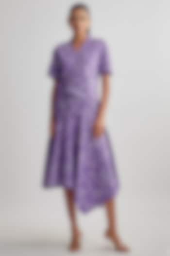 Lavender & Ivory Cotton Asymmetrical Dress by Lovebirds