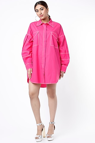 Fuchsia Oversized Cotton Shirt by Lovebirds