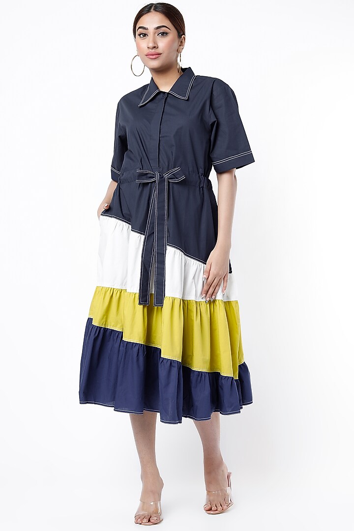 Midnight Blue Color-Blocked Vacation Dress by Lovebirds at Pernia's Pop Up Shop