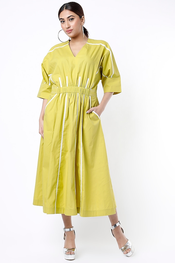 Lime Poplin Kimono Dress by Lovebirds