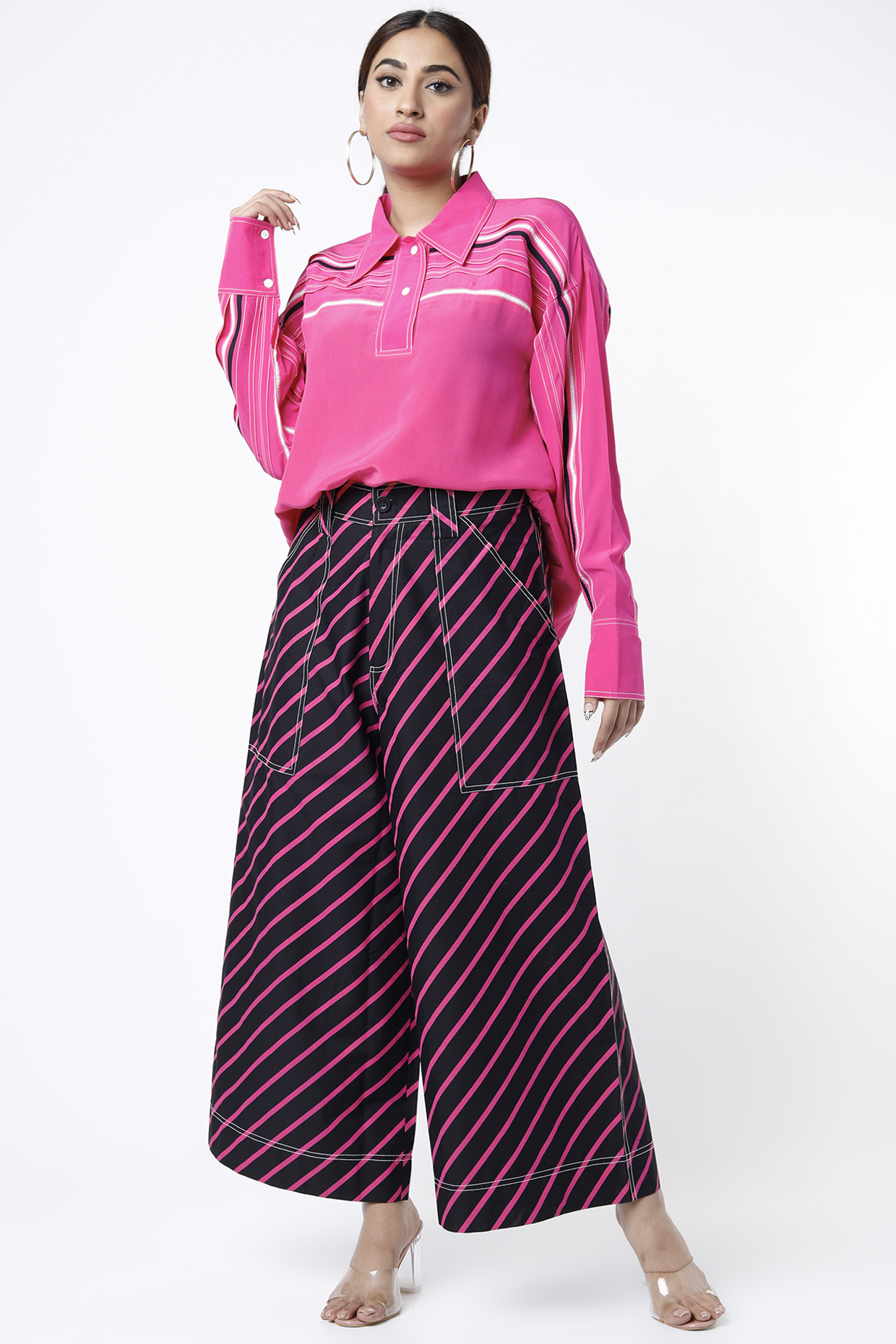 Fuchsia Silk Crepe Shirt by Lovebirds at Pernia's Pop Up Shop