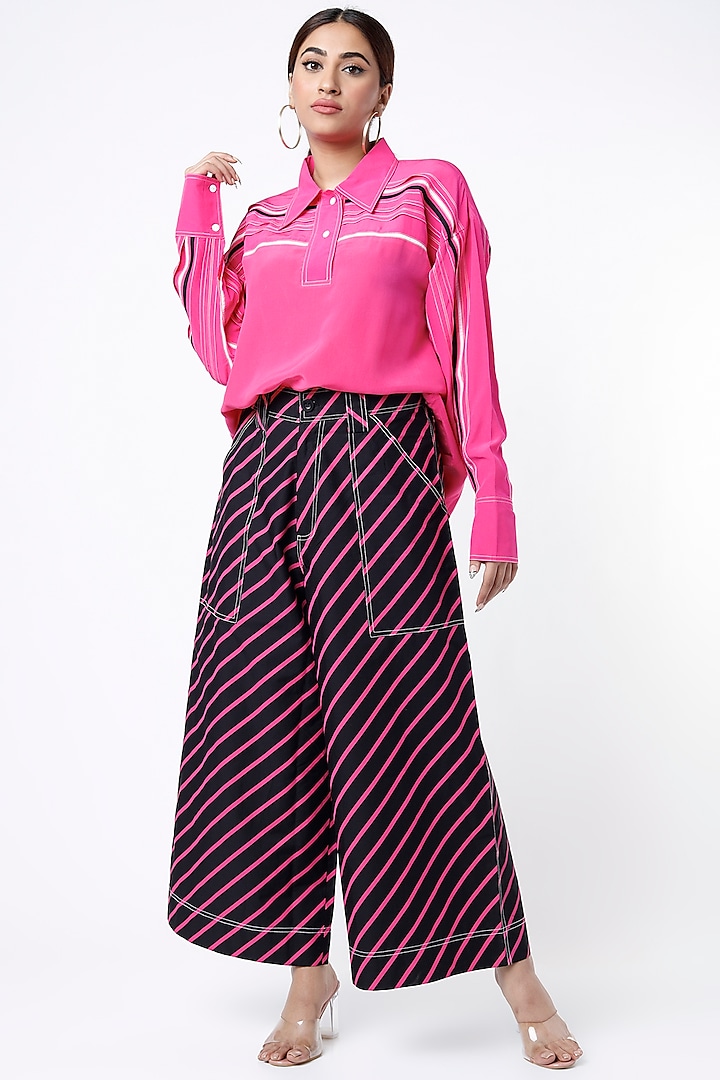 Fuchsia Silk Crepe Shirt by Lovebirds