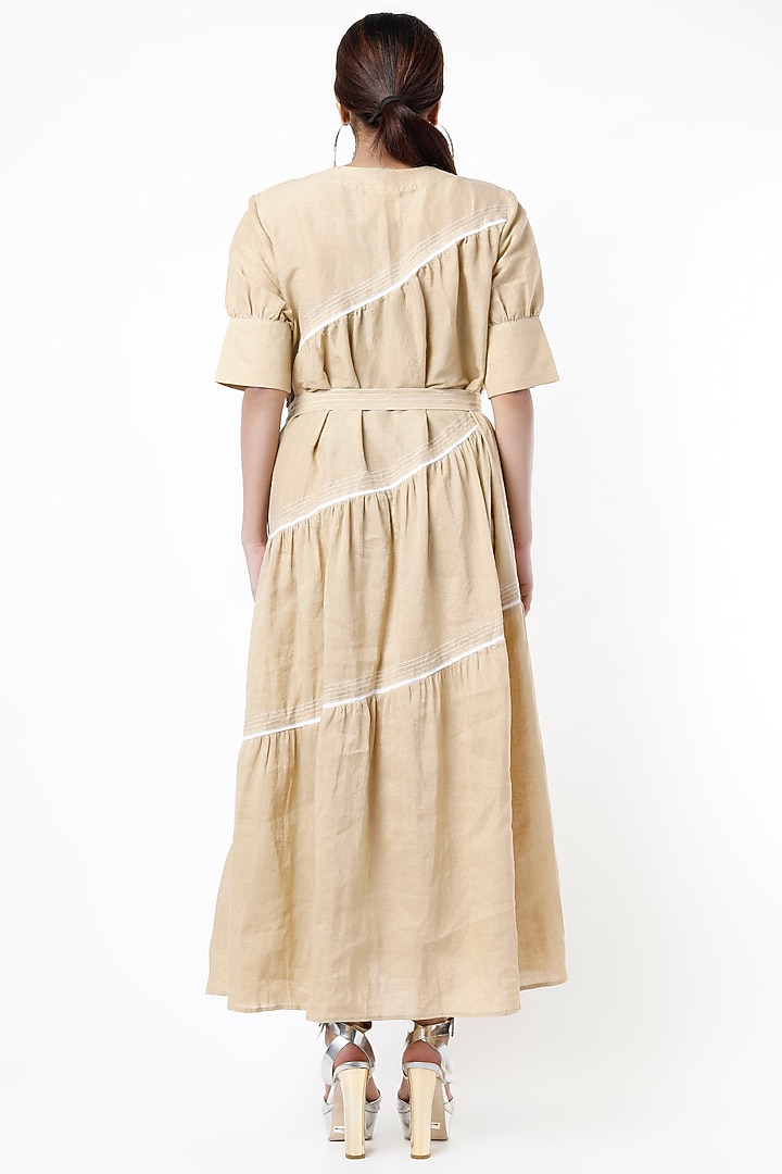 Beige Linen Vacation Dress by Lovebirds at Pernia's Pop Up Shop