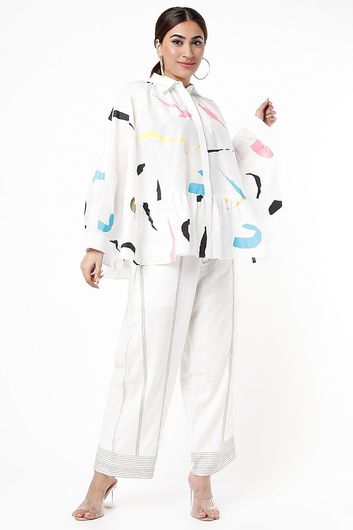 White Straight Fit Pants by Lovebirds at Pernia's Pop Up Shop