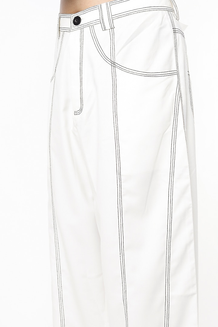White Straight Fit Pants by Lovebirds at Pernia's Pop Up Shop