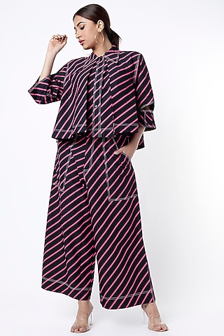 Black Striped Crop Shirt  by Lovebirds