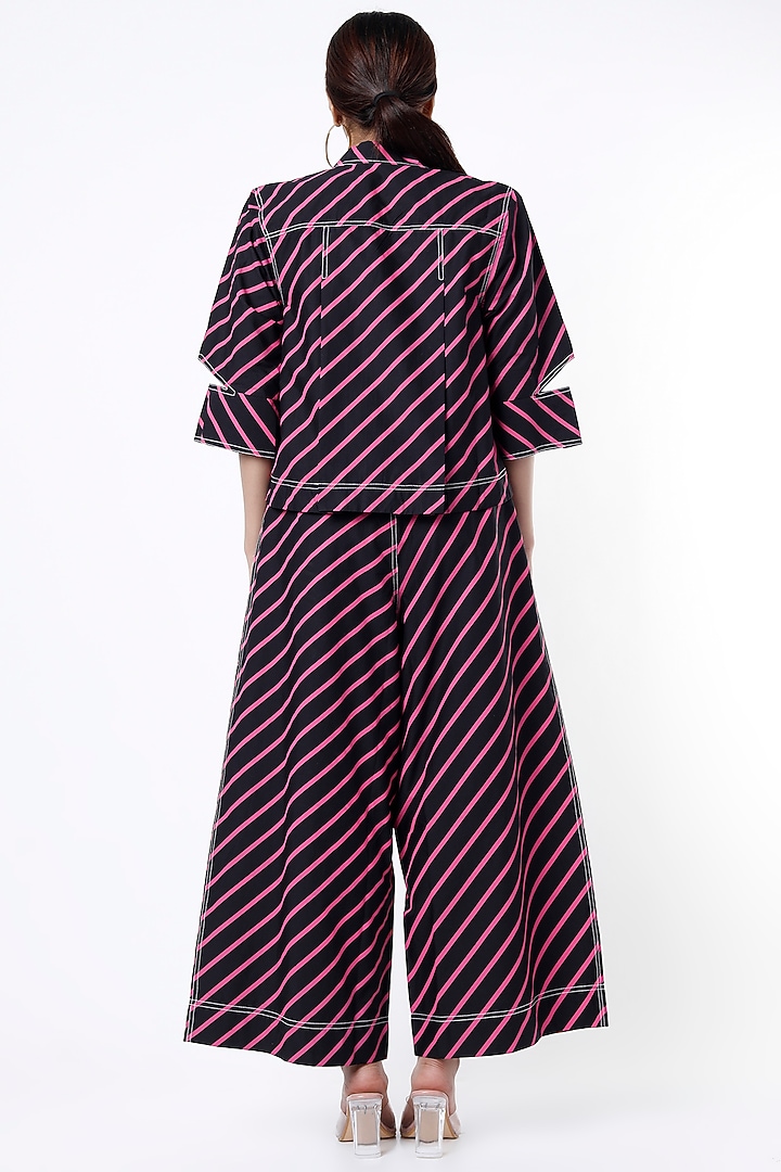 Black Striped Crop Shirt  by Lovebirds at Pernia's Pop Up Shop
