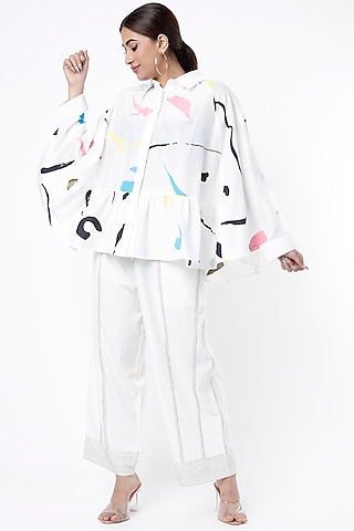 White Printed Shirt by Lovebirds