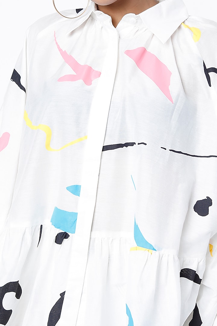 White Printed Shirt by Lovebirds at Pernia's Pop Up Shop