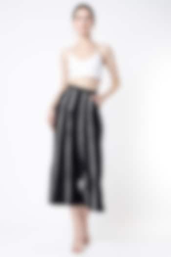 Black Terry Rayon Straight Trousers by Lovebirds