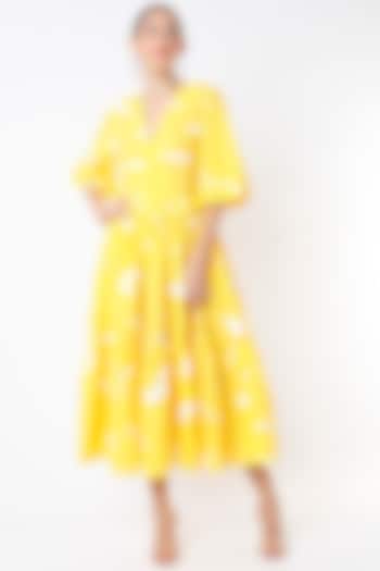 Yellow & Ivory Printed Dress by Lovebirds