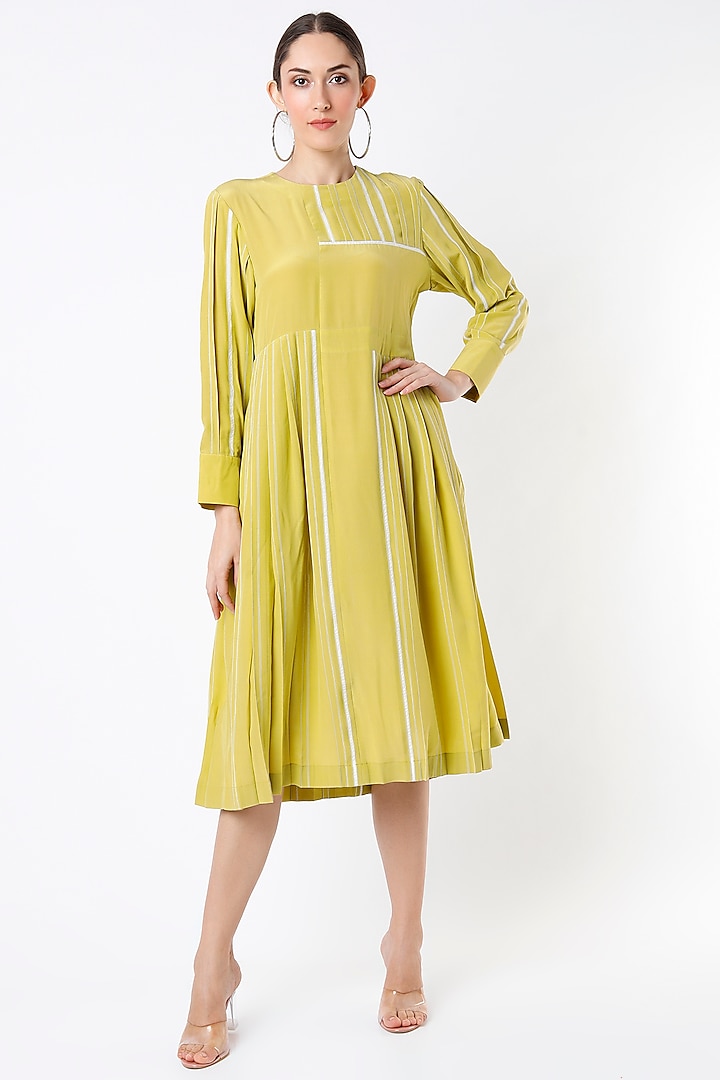 Lime Green Pintucked Dress by Lovebirds