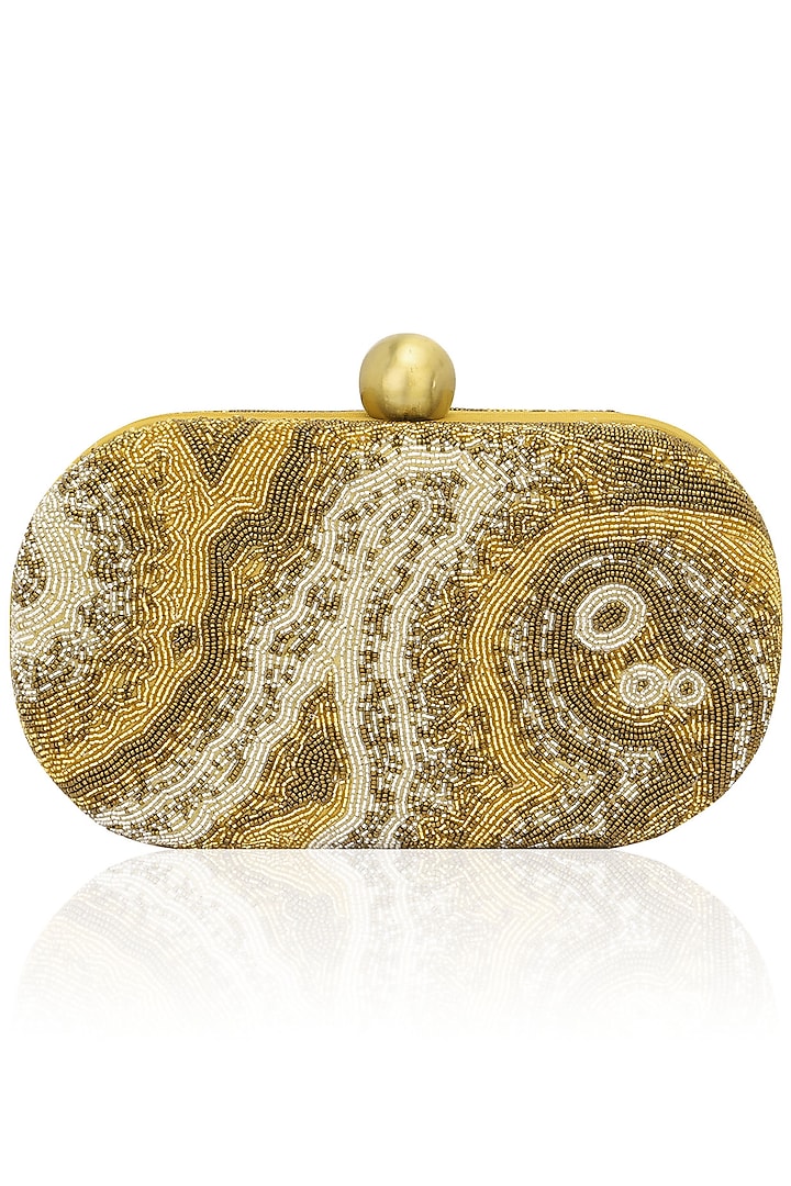 Matte gold and white timeless box clutch by Lovetobag