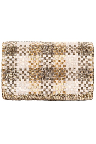Gold Embroidered Flapover Clutch by Lovetobag